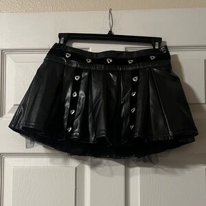 Elegant Black Mini Skirt with Silver Details